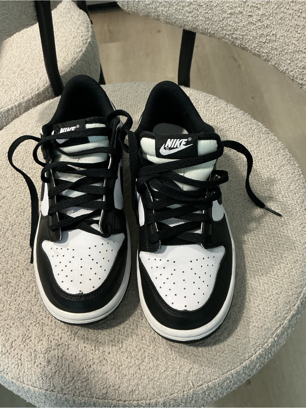 Nike Kids Black and White Low-Top Sneakers with Swoosh